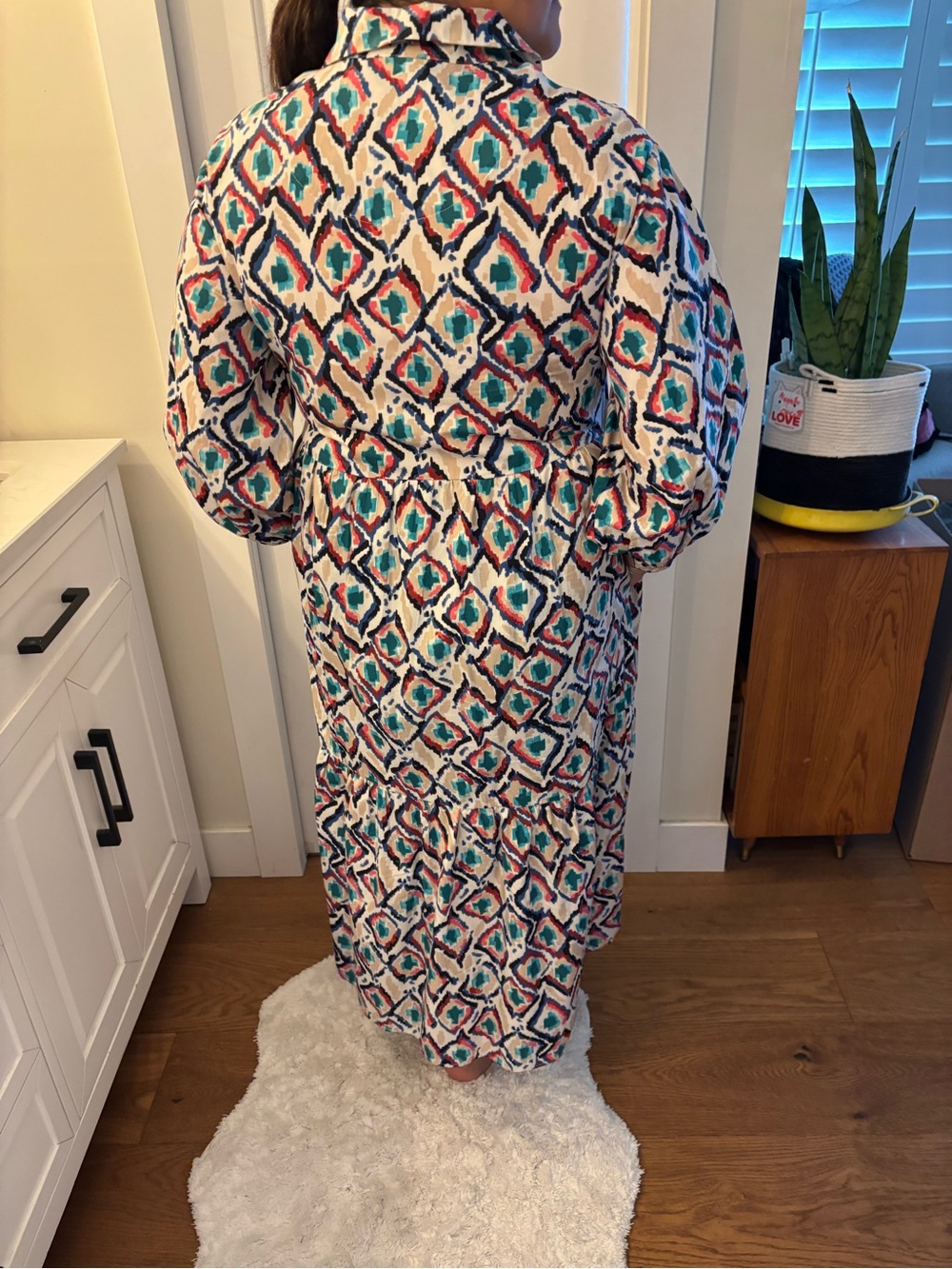 Anthropologie Maeve Betina Tiered Ikat Multi-Color Printed Maxi Dress in Medium - Picture 5 of 6